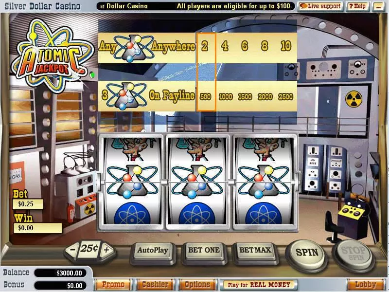 Atomic Jackpot Slots made by WGS Technology - Main Screen Reels