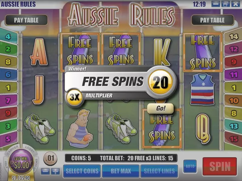Aussie Rules Slots made by Rival - Bonus 1