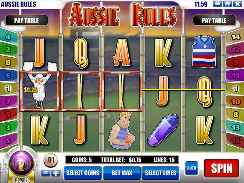 Aussie Rules Slots made by Rival - Main Screen Reels