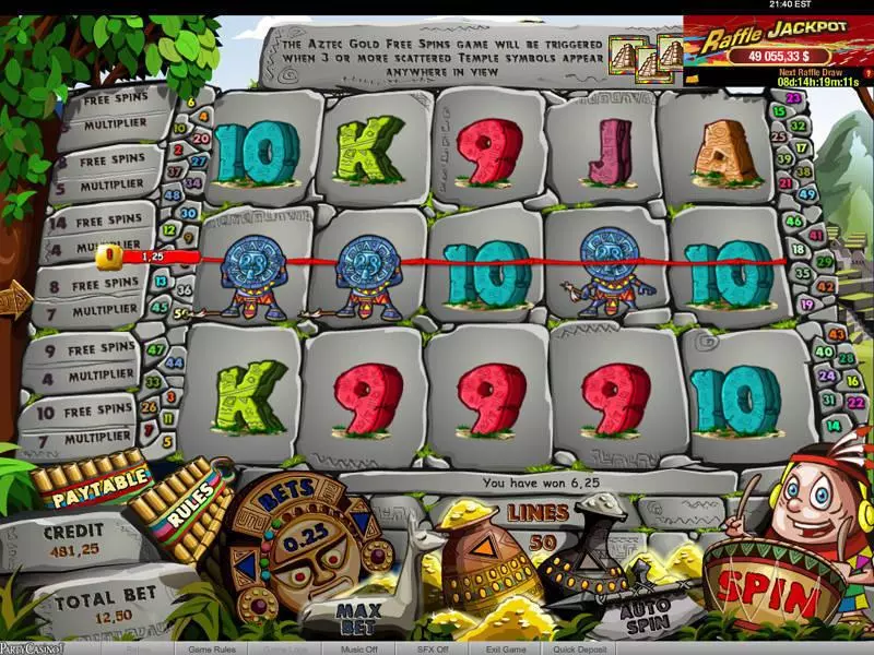 Aztec Gold Raffle Slots made by bwin.party - Main Screen Reels