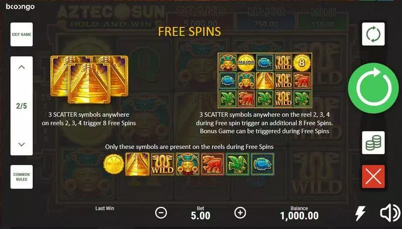 Aztec Sun Slots made by Booongo - Bonus 1