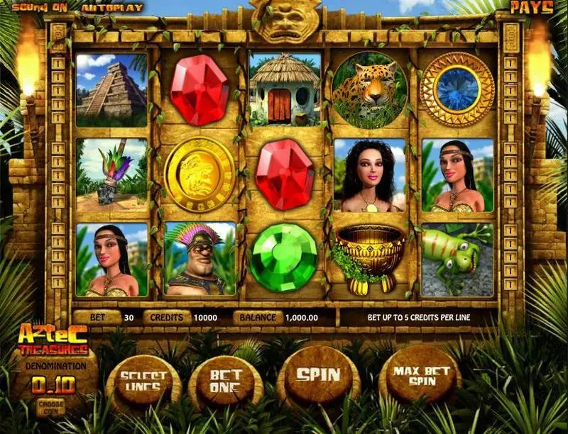 Aztec Treasures Slots made by BetSoft - Introduction Screen