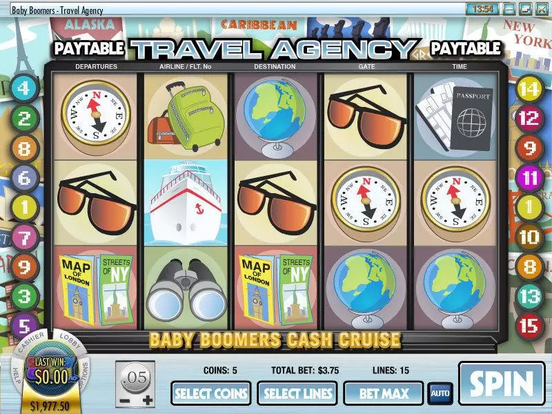Baby Boomers Cash Cruise Slots made by Rival - Main Screen Reels