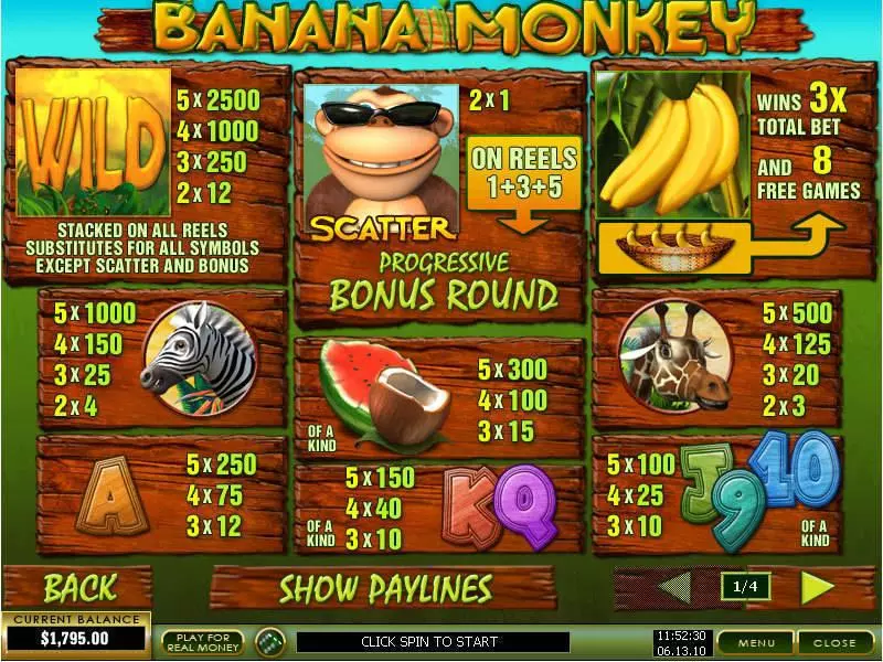 Banana Monkey Slots made by PlayTech - Info and Rules