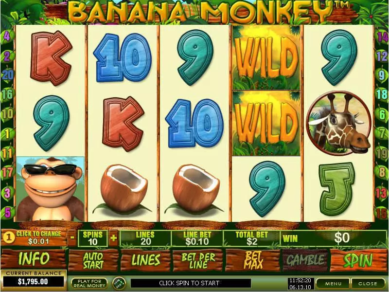 Banana Monkey Slots made by PlayTech - Main Screen Reels