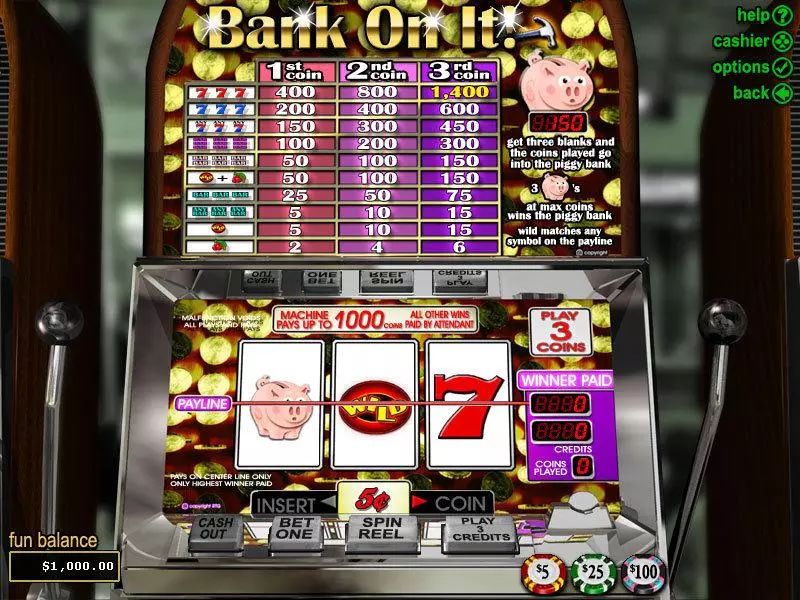 Bank on It Slots made by RTG - Main Screen Reels