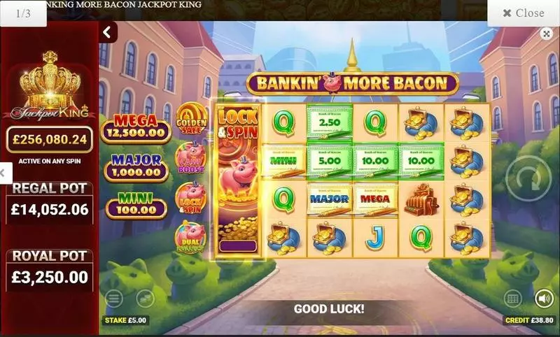 Bankin' more bacon Jackpot King Slots made by Blueprint Gaming - Introduction Screen