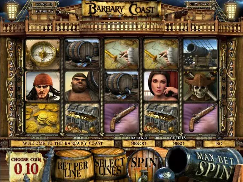 Barbary Coast Slots made by BetSoft - Introduction Screen
