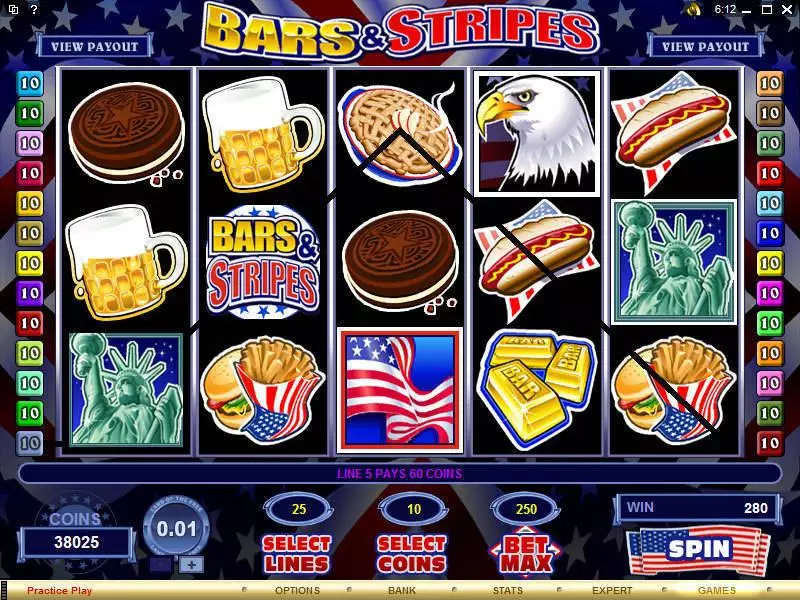 Bars and Stripes Slots made by Microgaming - Main Screen Reels