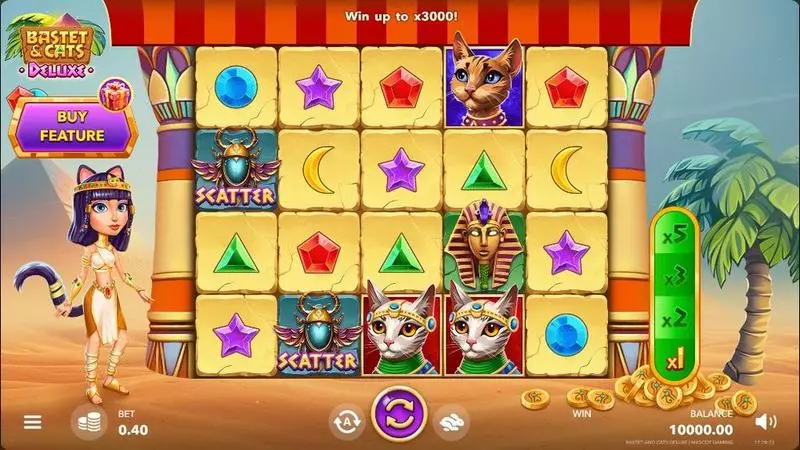 Bastet and Cats Deluxe Slots made by Mascot Gaming - Main Screen Reels