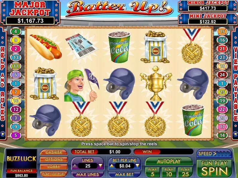 Batter Up Slots made by NuWorks - Main Screen Reels