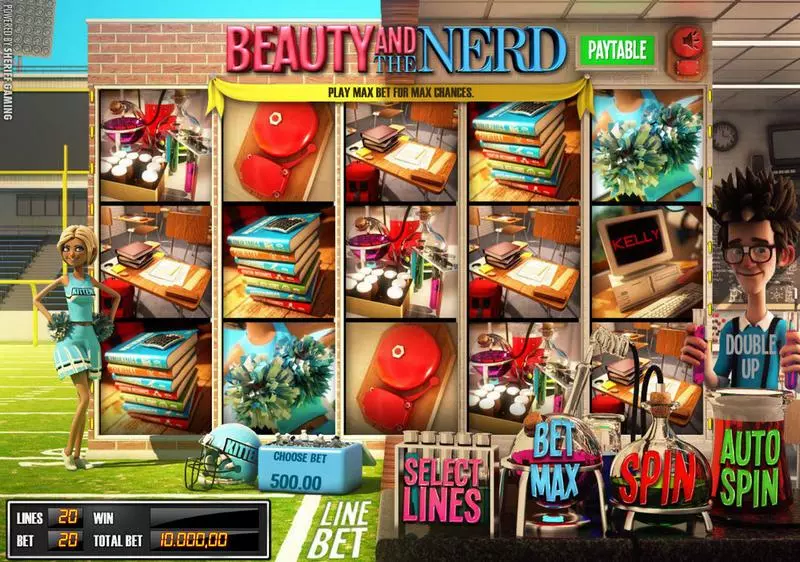 Beauty and the Nerd Slots made by Sheriff Gaming - Main Screen Reels