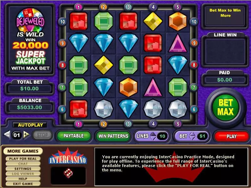 Bejeweled Slots made by CryptoLogic - Main Screen Reels