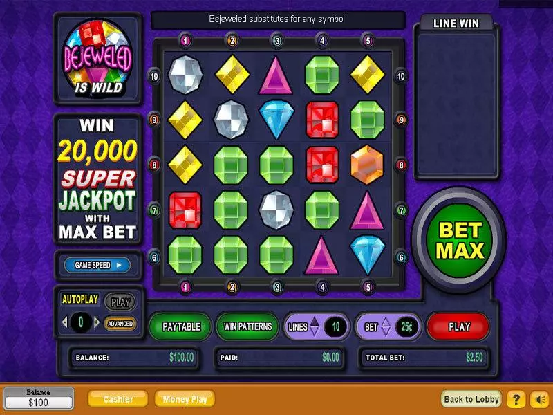 Bejeweled Slots made by NeoGames - Main Screen Reels