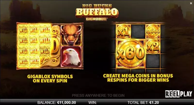 Big Bucks Buffalo GigaBlox Slots made by ReelPlay - Info and Rules