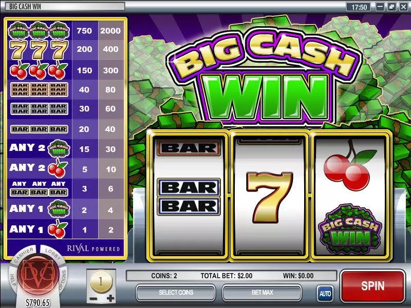 Big Cash Win Slots made by Rival - Main Screen Reels