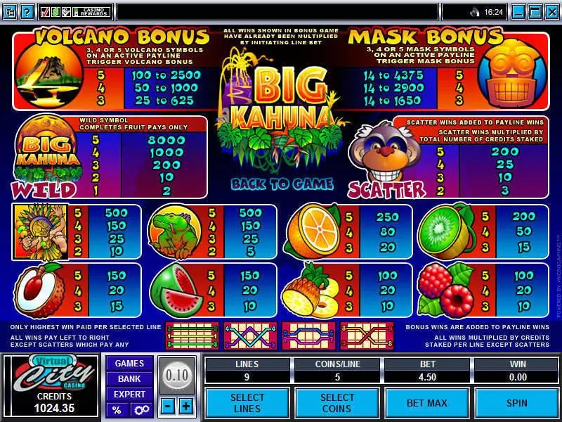 Big Kahuna Slots made by Microgaming - Info and Rules