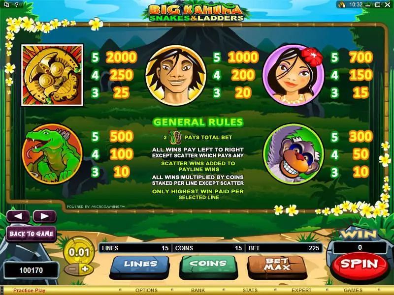 Big Kahuna - Snakes and Ladders Slots made by Microgaming - Info and Rules