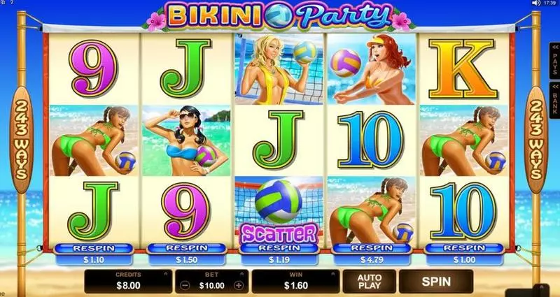 Bikini Party Slots made by Microgaming - Main Screen Reels