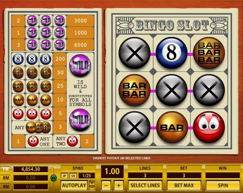 Bingo 3 Lines Slots made by Topgame - Main Screen Reels