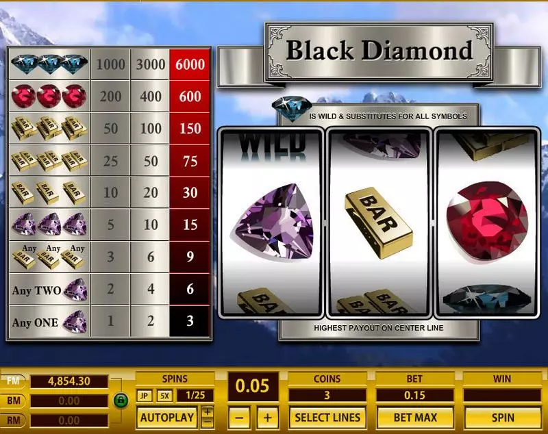 Black Diamond 1 Line Slots made by Topgame - Main Screen Reels