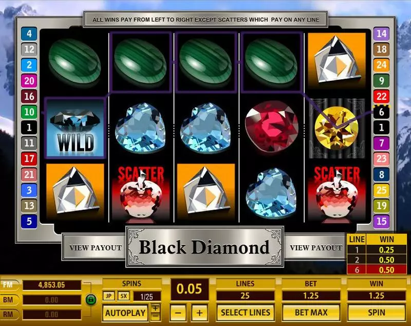 Black Diamond 25 Lines Slots made by Topgame - Main Screen Reels