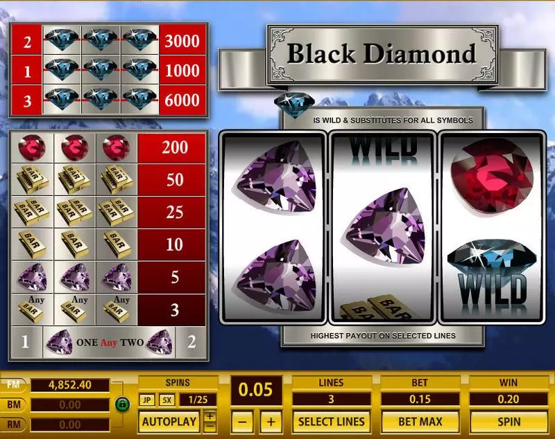 Black Diamond 3 Lines Slots made by Topgame - Main Screen Reels