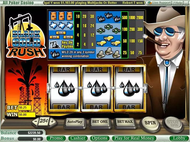 Black Gold Rush Slots made by WGS Technology - Main Screen Reels