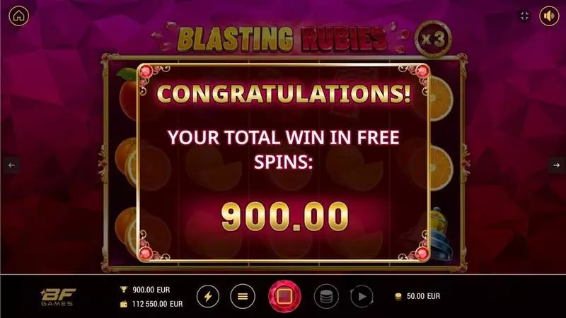 Blasting Rubies Slots made by BF Games - Introduction Screen