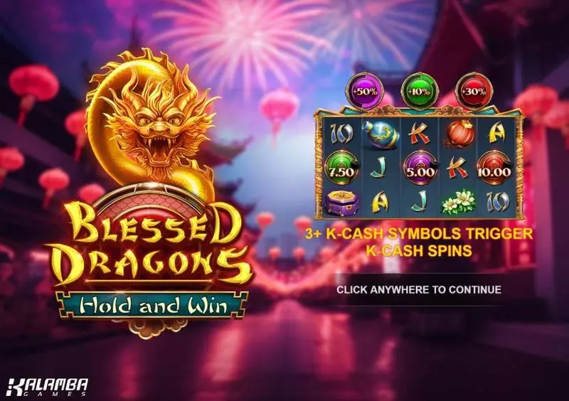 Blessed Dragons Hold and Win Slots made by Kalamba Games - Introduction Screen