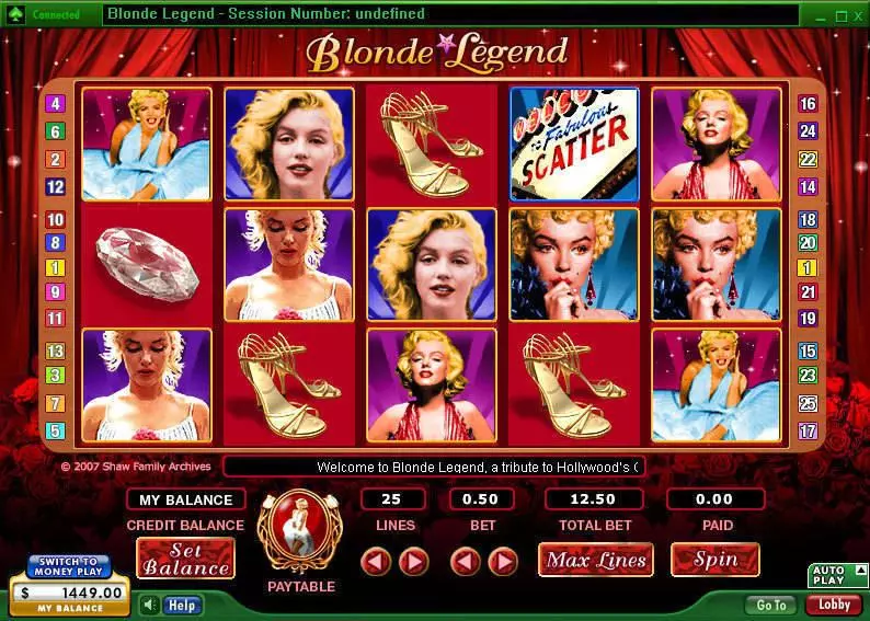 Blonde Legend Slots made by 888 - Main Screen Reels