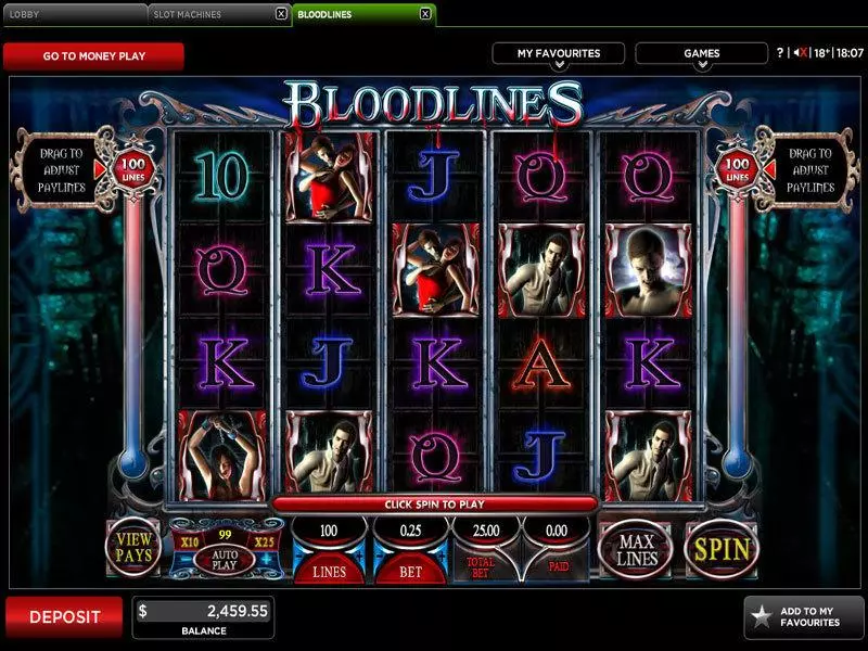 Bloodlines Slots made by Genesis - Main Screen Reels