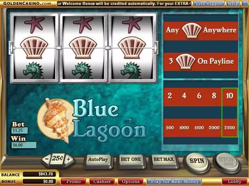 Blue Lagoon Slots made by WGS Technology - Main Screen Reels