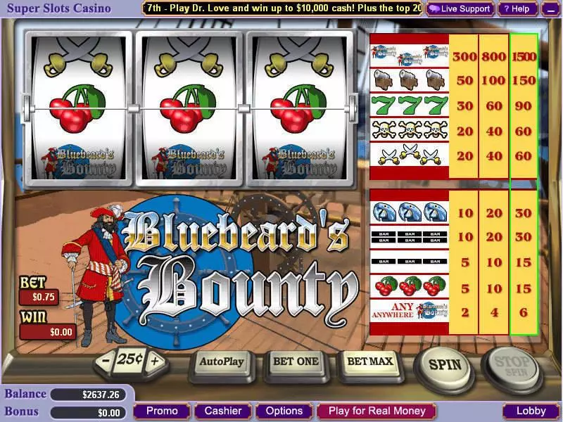 Bluebeard's Bounty Slots made by Vegas Technology - Main Screen Reels