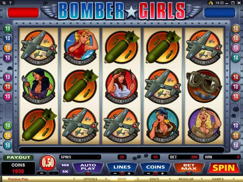 Bomber Girls Slots made by Microgaming - Main Screen Reels