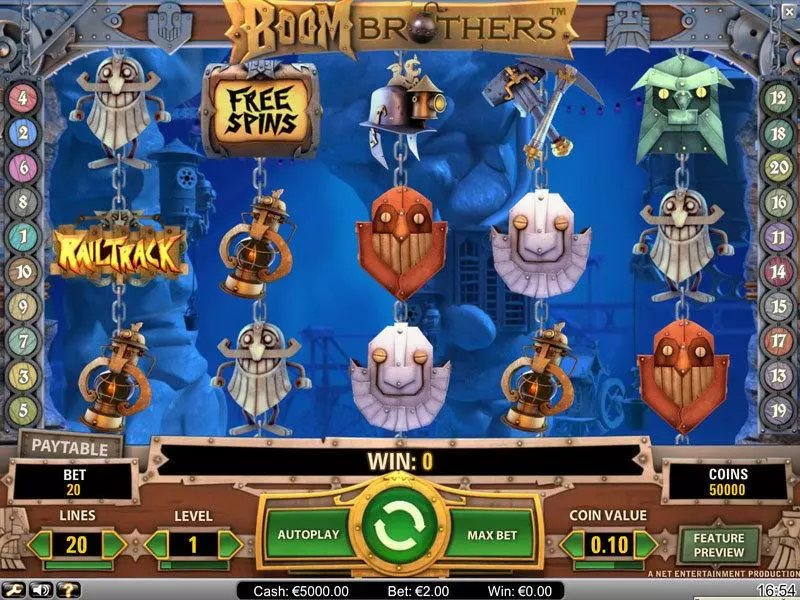 Boom Brothers Slots made by NetEnt - Main Screen Reels