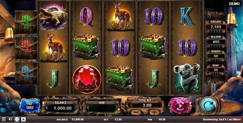 Boomerang Jack's Lost Mines Slots made by Red Rake Gaming - Main Screen Reels