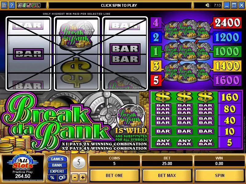 Break Da Bank Mini Slots made by Microgaming - Main Screen Reels