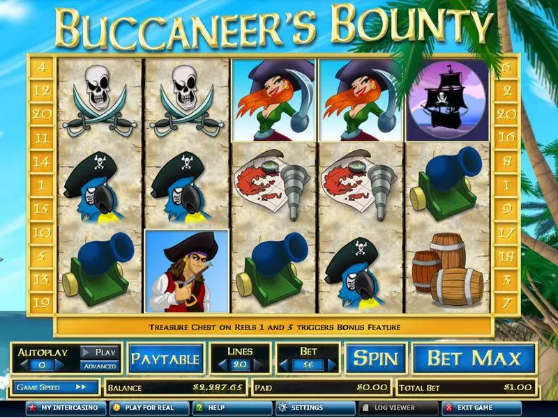 Buccaneer's Bounty 20 Lines Slots made by CryptoLogic - Main Screen Reels