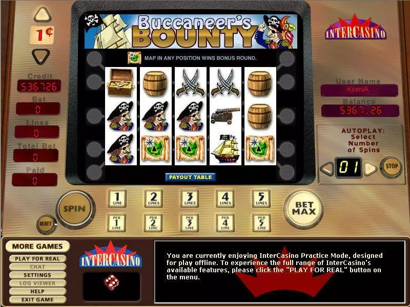 Buccaneer's Bounty 5 Lines Slots made by CryptoLogic - Main Screen Reels