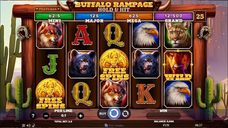 Buffalo Rampage – Hold and Hit Slots made by Spinomenal - Main Screen Reels