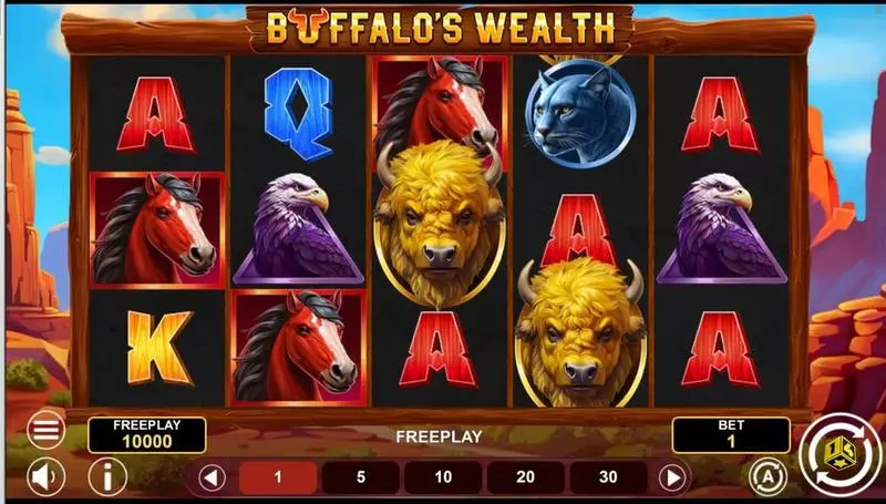 BUFFALO’S WEALTH Slots made by 1Spin4Win - Main Screen Reels