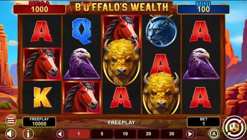 Buffalo’s Wealth Slots made by 1Spin4Win - Main Screen Reels