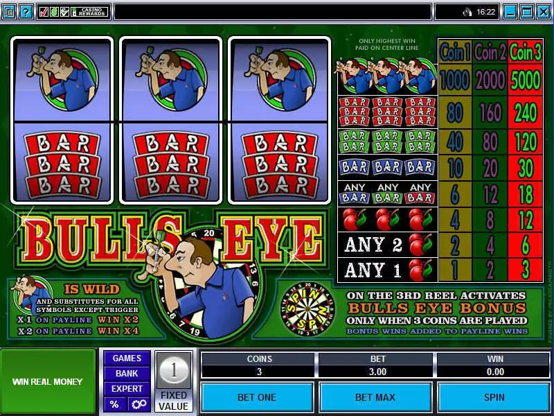 Bulls Eye Slots made by Microgaming - Main Screen Reels
