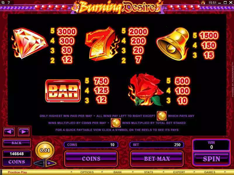 Burning Desire Slots made by Microgaming - Info and Rules