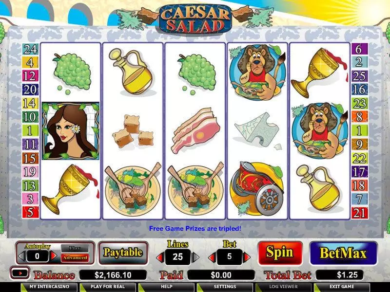 Caesar Salad Slots made by CryptoLogic - Main Screen Reels