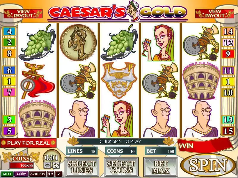 Caesar's Gold Slots made by Wizard Gaming - Main Screen Reels