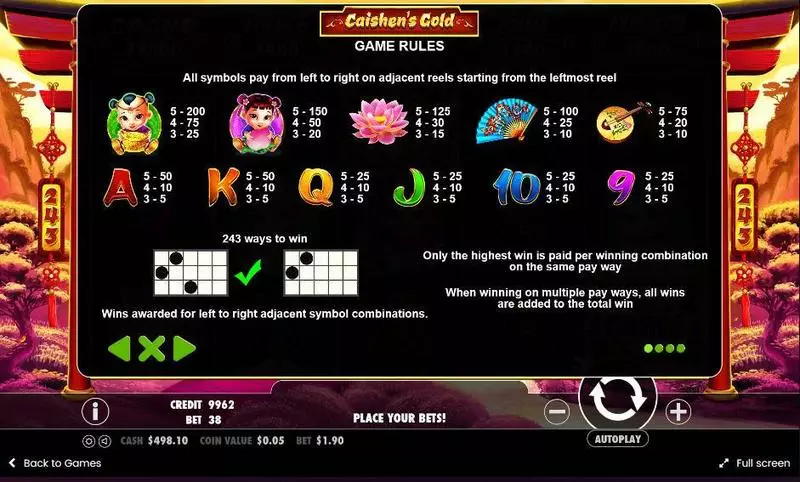 Caishen’s Gold Slots made by Pragmatic Play - Info and Rules