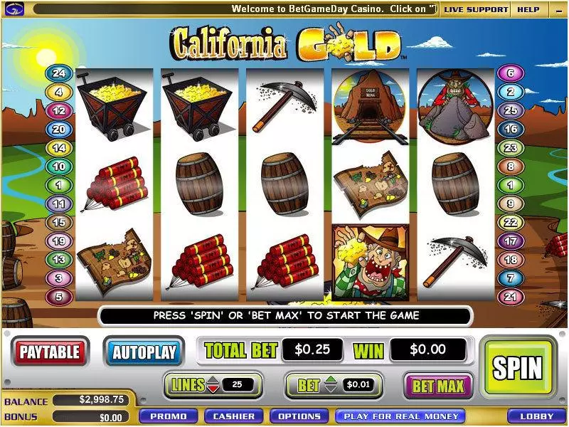 California Gold Slots made by WGS Technology - Main Screen Reels
