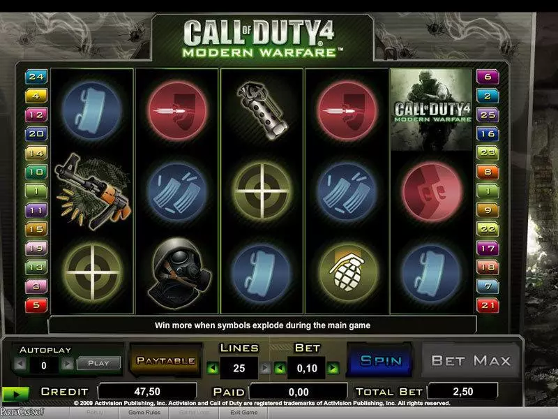 Call of Duty 4 Slots made by bwin.party - Main Screen Reels
